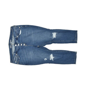 Torrid Women's Plus Size 20S Ripped Distressed Skinny Ankle Jeans Blue Denim